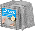 12Pack Multipurpose Wire Dishwashing Rags, Upgrade Non Scratch Wire Dishcloth, for Wet and Dry Use, Reusable Metal Scrubbing Microfiber Clean Cloths for Home/Kitchen/Stove