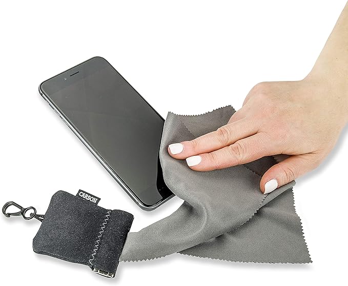 Carson Stuff-It Pro Microfiber Lens Cloth Cleaning System, Black (SN-80BKAM), Pro (Larger Version)