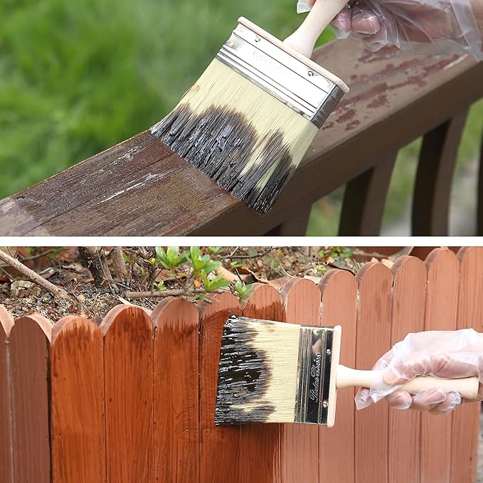 Bates- Deck Stain Brush, 5 Inch, Wooden Handle, Wood Stain Brushes for Wood