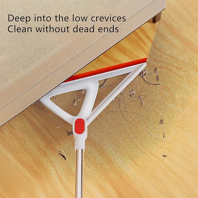 Multifunction Magic Air Broom, Rubber Squeegee Broom with 53" Long Handle, Silicone Floor Scraping Sweeper for Floor Bathroom Foam Kitchen Shower Tile Marble Pet Hair Fur Glass Window Cleaning, Orange