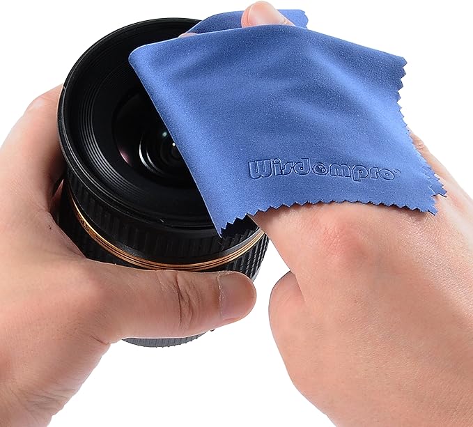 Wisdompro 8-Pack 6x7 Inches Microfiber Cleaning Cloth for Camera Lens, Glasses, Phone, iPhone, iPad, Tablet, Laptop, LCD TV, Computer Screen, Monitor and Other Electronics Device - Blue