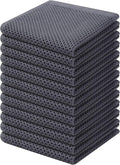 Kitinjoy 100% Cotton Kitchen Dish Cloths (12 X 12 Inches, Dark Grey), 12 Pack Waffle Weave Ultra Soft Absorbent Dish Towels for Drying Dishes Quick Drying Kitchen Towels Dish Rags