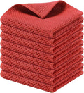 Kitinjoy 100% Cotton Kitchen Dish Cloths (12 X 12 Inches, Brick Red), 8 Pack Waffle Weave Ultra Soft Absorbent Dish Towels for Drying Dishes Quick Drying Kitchen Towels Dish Rags