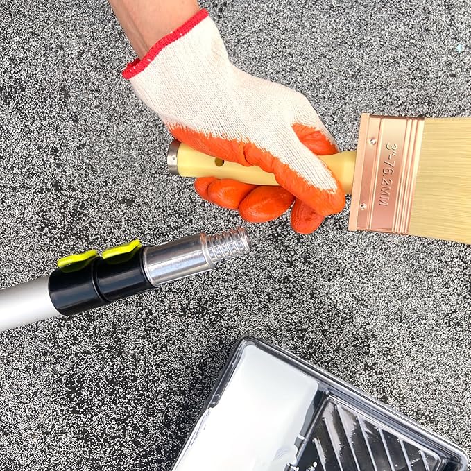 Great Andrew 3 Inch Deck Stain Brush, 2 Pack, Paint Brushes for Staining Wood Wall Fence, Lime Wash Paint Applicator, Handle Threaded for Extension Use, Home Repair Tools