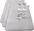 3 Pack Microfiber Dish Drying Mat,24 x 17 inch Super Absorbent Drying Pad,Large Size Dish Drying Mat for Countertops,Sinks,Draining Racks,Gray
