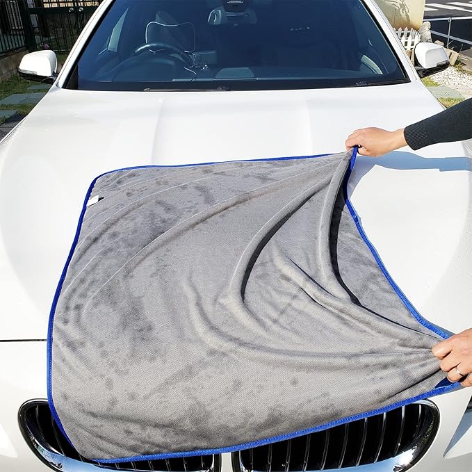 SHSCLY Professional Car Drying Towel – 2-Pack XL Microfiber Towels for Cars, Trucks & SUVs, No Drag, Paint-Safe, Controlled Streak-Free Drying, Lightweight Feel When Wet, Soft & Absorbent, 29" × 33"