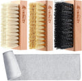 YoungJoy 3 Pieces Dual Sided Sneaker Shoe Cleaner Brush Set Shoes Clean Brush Kit Both Boar and Plastic Bristles with Microfiber Cloth (D)