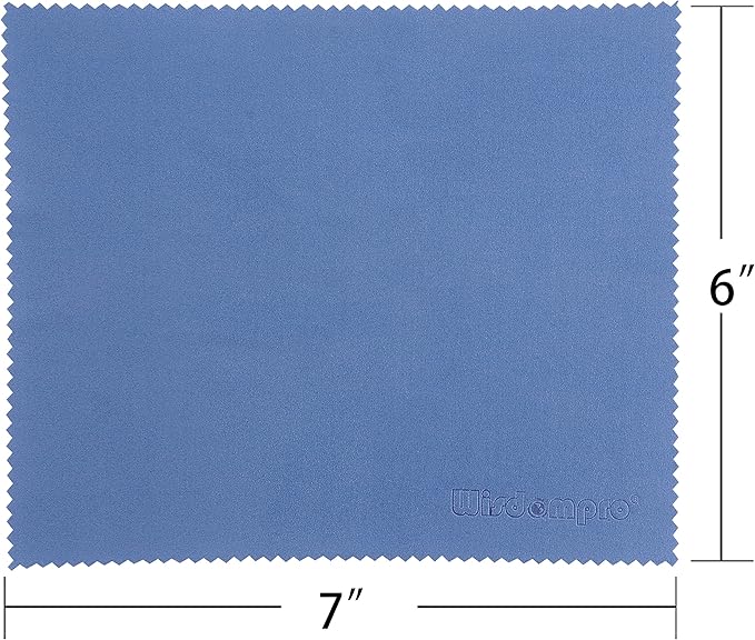 Wisdompro 8-Pack 6x7 Inches Microfiber Cleaning Cloth for Camera Lens, Glasses, Phone, iPhone, iPad, Tablet, Laptop, LCD TV, Computer Screen, Monitor and Other Electronics Device - Blue