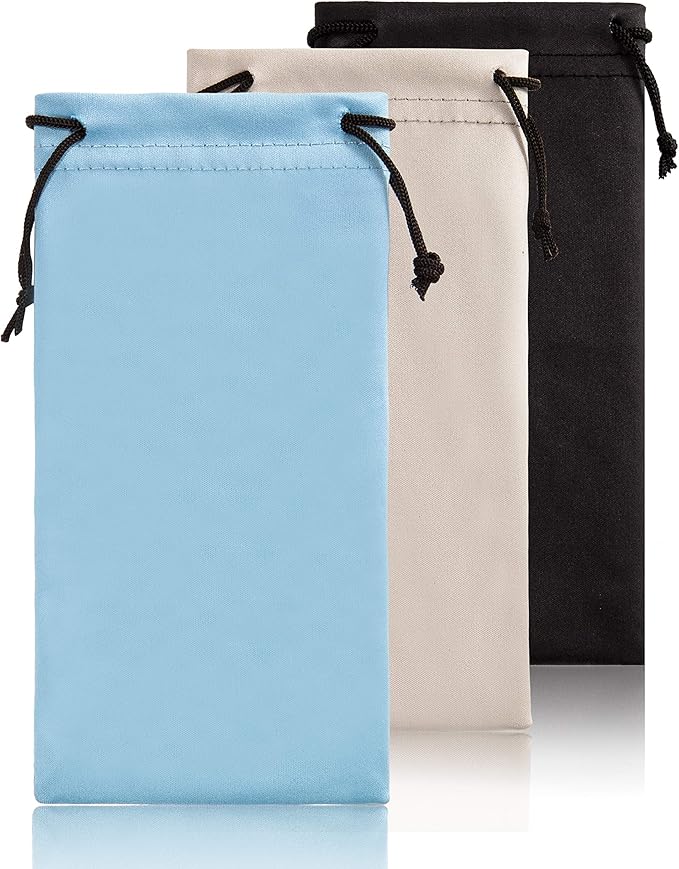 TRIUMPH VISION Soft Eyeglass Pouch 3 Pack - Pouch for glasses Microfiber Screen Cleaning Bag