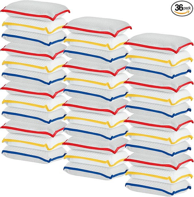 Microfiber Sponges for Dishes, Non-Scratch Sponge Dish Scrubber Heavy Duty Household Cleaning Multi-Purpose Cleaning Supplies Dish Wash Kitchen Cleaners Pack of 36