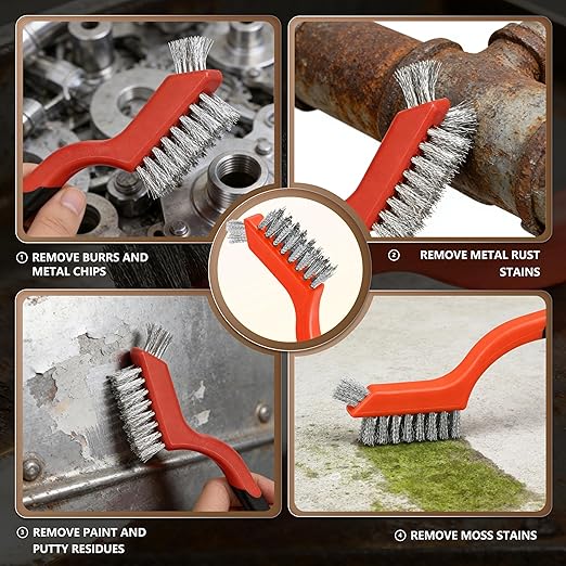 12 Pieces Wire Brushes Set, Nylon/Brass/Stainless Steel Bristles for Cleaning Welding Slag and Rust,Scratch Brush with Mini Head & Hanging Hole for Everyday Cleaning