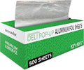 500 Count Pre-Cut Deli Aluminum Foil Sheets, 12” Heavy Duty Pop Up Sheets for Restaurant, Disposable Foil Sheets for Food, Tin Sheets for Burrito, Hot Dog or Sandwich, Stock Your Home