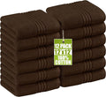 Utopia Towels Wash Cloths Set, 12 by 12 Inches, 100% Cotton Ring Spun, Highly Absorbent and Soft Feel Washcloths for Bathroom, Spa, Gym, and Face, 12 Pack Dark Brown