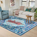 4x6 FT Leopard Rug for Living Room Vintage Animal Rug Aesthetic Rugs for Girls Room Nursery Bedroom Home Office Dorm Thin Bright Blue Carpe (Blue, 4X6 FT)