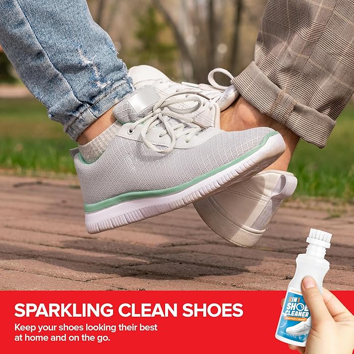 All-In-1 Shoe Cleaning Kit, Brighten & Clean with Soft Bristle Shoe Brush & Cleaning Spray, Best Shoe Cleaner for White Sneakers, Rubber Soles & Tennis Shoes, Essential Shoe Eraser Sneaker Cleaner