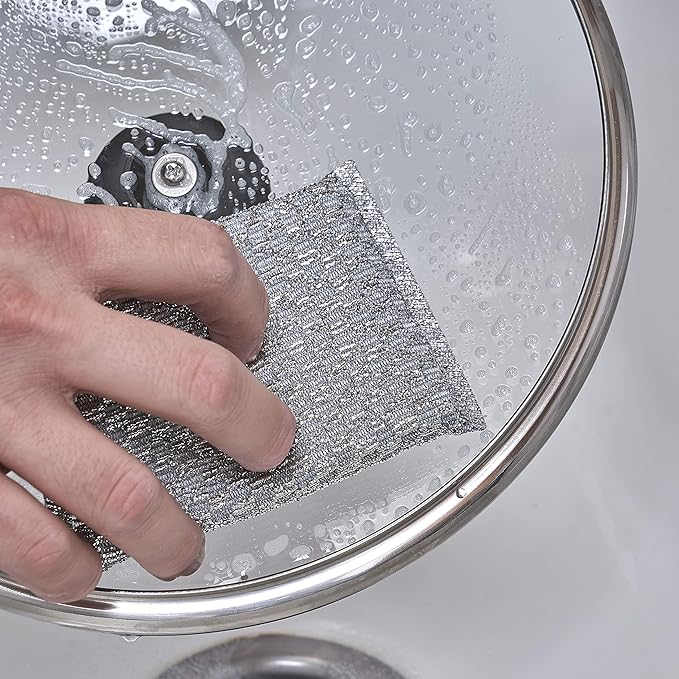 Kitchen Sponge Scrubber, Heavy Duty, Hand Friendly Scouring Sponge for Sink, Pot, Dish Washing Scrubber Non-Scratch, Kosher Sponge, by Superio (Silver-Gold)