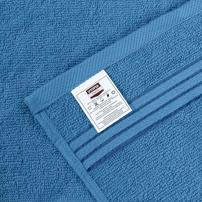 Utopia Towels Wash Cloths Set, 12 by 12 Inches, 100% Cotton Ring Spun, Highly Absorbent and Soft Feel Washcloths for Bathroom, Spa, Gym, and Face, 12 Pack Electric Blue