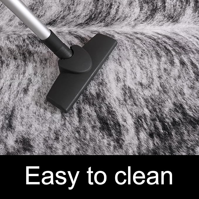 Amearea Premium Faux Cow Hide Rug, Large, Grey, 5.2x4.6 Feet, Animal Print, Rustic, Suede Backing, Non-Slip, Machine Made, Indoor, Adult, Unisex, Stain Resistant, Hand Wash Only, Bedroom, Area Rug