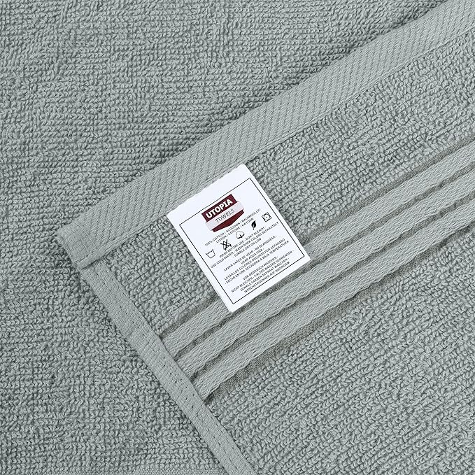 Utopia Towels Wash Cloths Set, 12 by 12 Inches, 100% Cotton Ring Spun, Highly Absorbent and Soft Feel Washcloths for Bathroom, Spa, Gym, and Face, 12 Pack Cool Grey