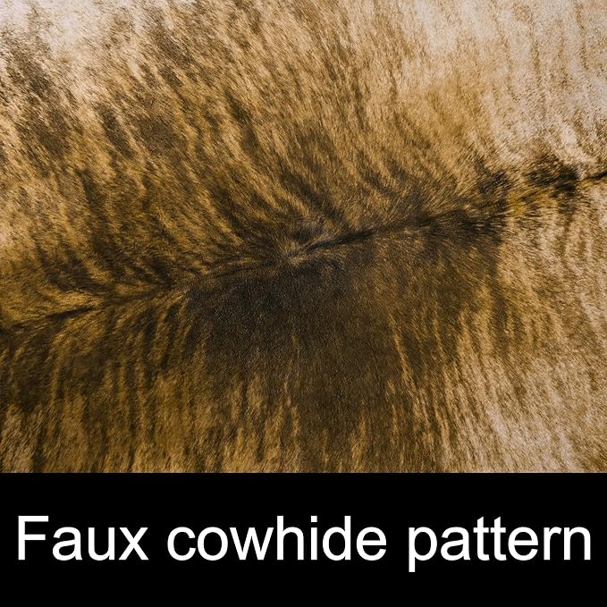 Amearea Premium Faux Cow Hide Rug, Large, Yellow Cow, 6.2x5.2 Feet, Rustic, Animal Pattern, Suede Backing, Non-Slip, Machine Made, Area Rug