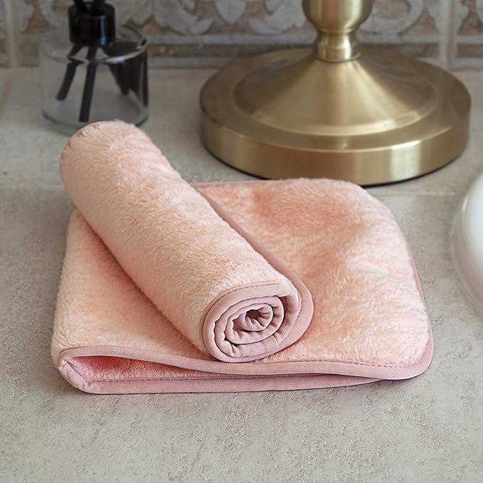 Eurow Reusable Makeup Remover Cloths, Soft Microfiber Face Towels for All Skin Types, Chemical-Free, Protective, Machine Washable, Gentle & Effective Facial Cleansing, 8"x16", Coral, 2-Pack