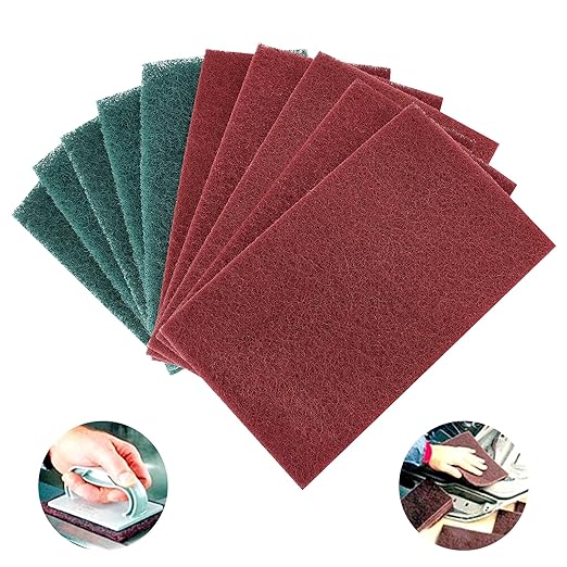 Scuff Pads - 10Pcs Scouring Pad 7447 - Very Fine Grade Hand Pads General Purpose Sanding Hand Pads 200 x 125mm/8" x 5"