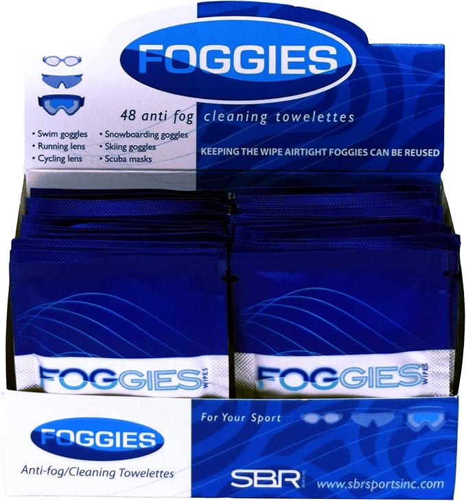 Foggies Anti-Fog Towelettes 6-Pack | 2-in-1 Lens Cleaner & Anti-Fog Wipe | Cleans and Defogs Goggles, Glasses & Masks | Reusable Wipes for Swim, Scuba & Sports Lens