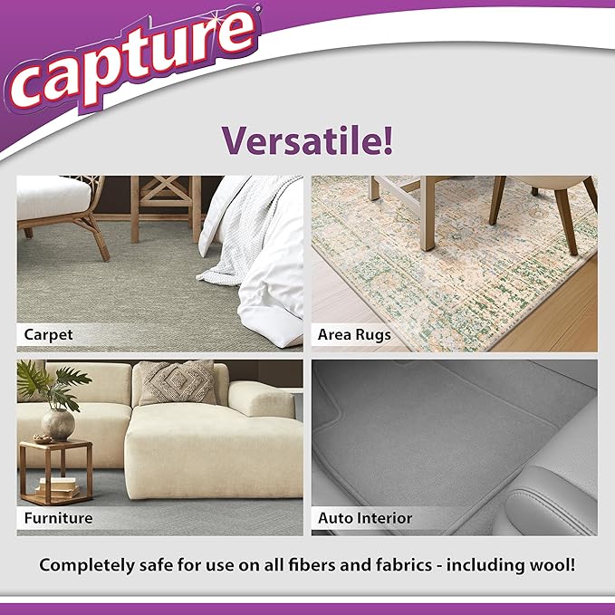 Capture Carpet & Rug Dry Cleaner w/Resealable lid - Home, Car, Dogs & Cats Pet Carpet Cleaner Solution - Strength Odor Eliminator, Stains Spot Remover, Non Liquid & No Harsh Chemical (2.5 lb)