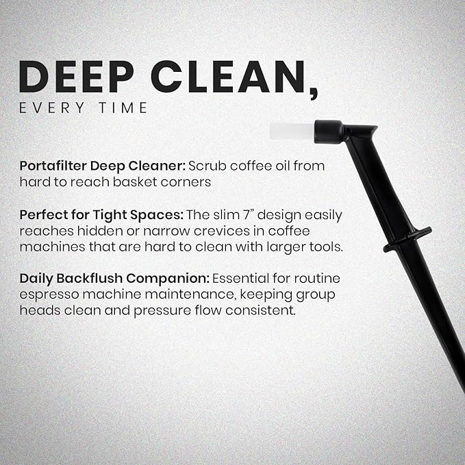Rattleware Espresso Machine 7” Group Brush with Drip Guard, Coffee Machine Cleaning Tool Slim Efficient Design for Group Head Backflushing Barista Maintenance Coffee Gear
