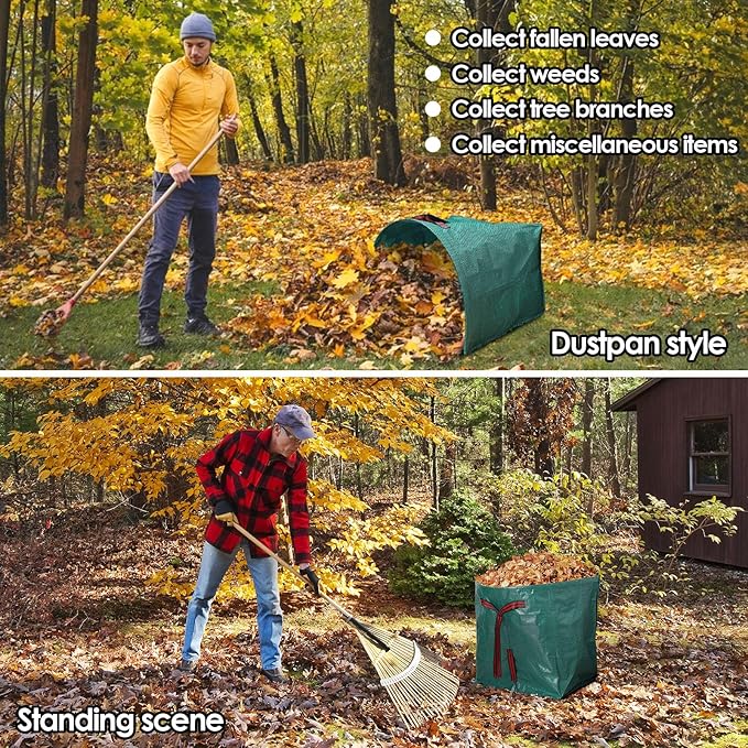 Reusable Yard Waste Bags,72 Gallon Lawn And Leaf bags 2 Pack,Heavy Duty Garden Bags With Gardening Gloves, For Up Outdoor Debris Leaves Grass Clippings Camping Yard Recycling Bags For Leaves