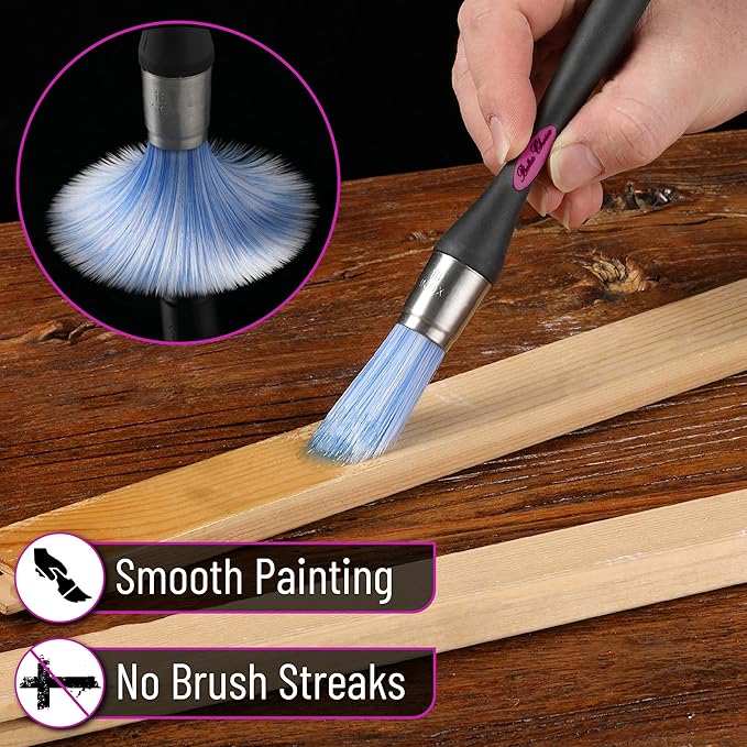 Bates- Trim Paint Brush, 0.75 Inch, Ergonomic Non-Slip Handle, Synthetic Bristles, Trim Brushes for Painting, Black & Plum