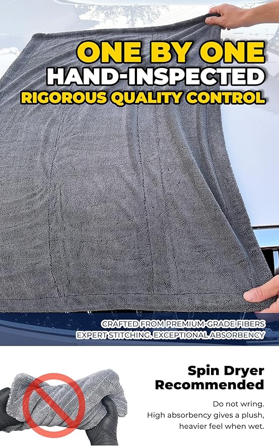 SHSCLY Dual-Sided Microfiber Car Drying Towel – Professional Control, Streak-Free Finish, No Dragging or Heavy Feel, Safe for Paint, Glass & Coatings (26.8" × 32.3")