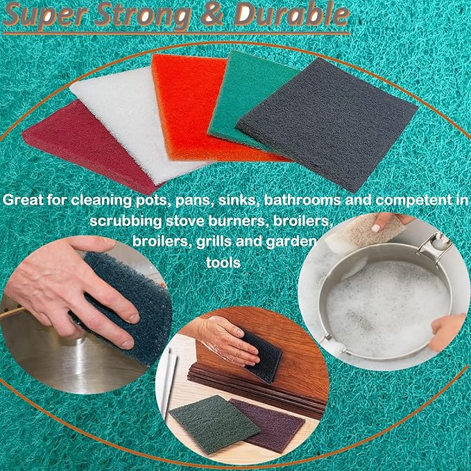 15 Pack 6 x 9 Inch Hand Pads Coarse Medium Fine Superfine 5 Different Specifications Assortment General Purpose Scouring Pad Ideal for Garden Tools and Grills,Automotive Body Tools