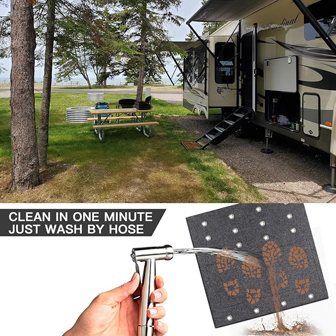 OKBA RV Step Covers,23" Wide Camper Step Cover for 8-11" Deep Stairs - 4 Pack Gray RV Stair Covers to Keep Camper Clean