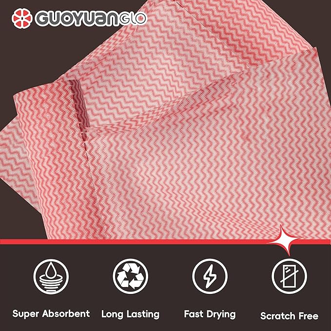 Disposable Cleaning Cloths Roll Disposable Dish Cloth Multi-Purpose Heavy Duty Paper Towels-200 Sheets,Red