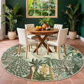 GarveeHome Round Area Rugs 6ft for Bedroom, Green Jungle Washable Circle Rug Soft Non Slip Forest Animal Print Floor Mat Tiger Carpet Indoor Thin Rug for Living Room Dining Room Playroom Nursery
