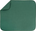 S&T INC. Dish Drying Mat, 16” x 18”, Absorbent Microfiber Kitchen Counter Mat, Drying Pad for Dishes, Utensils, Pots and Pans, Large, Diamond Texture, Emerald Green