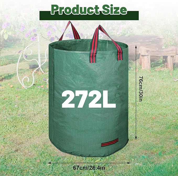 72 Gallons Reusable Yard Waste Bags, 3 Packs Lawn and Leaf Bags With Reinforced Handles, Collapsible Garden bag For Leaves,Grass,Storm Debris,Construction Waste, Standable&Foldable