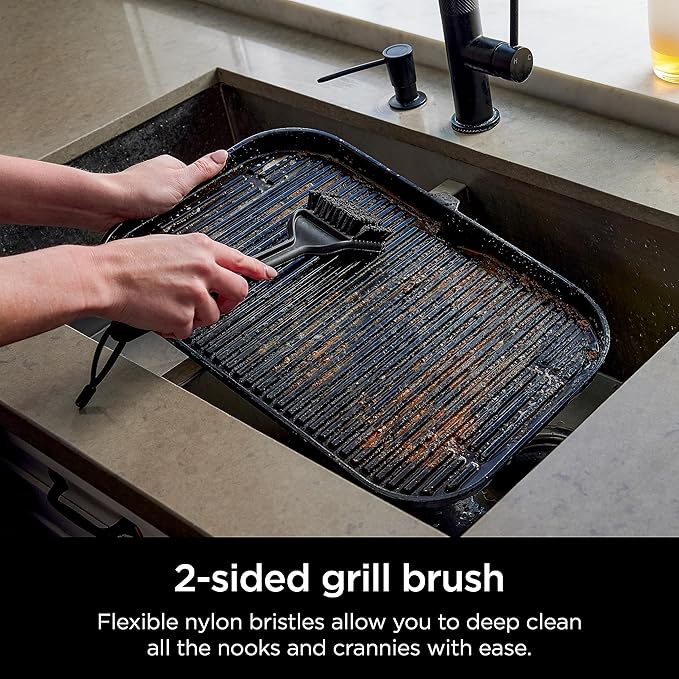 Ninja XSKBRUSHXL Woodfire Outdoor Grill Cleaning Brush, Compatible with All Ninja Woodfire Outdoor Grills (OG700, OG800, and OG900 Series), Non-Scratch, Heat Resistant, Scraper Tool, Black