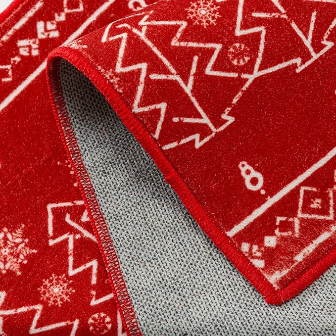 Christmas Area Rug 6x9 Red Washable Living Room Carpet Xmas Snowflake Holiday Decor Indoor Bedroom Throw Rug Decorative Non Slip Soft Low Pile Large Carpet Dining Room Office Nursery