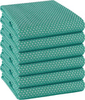 TWINY threads Set of 6 Kitchen Dish Towels, 100% Cotton, 18x28 Inches, Soft & Absorbent Wash Cloths with Hanging Loop, Quick Drying, Washable Bar Towel for Table Cleaning - Turquoise Green