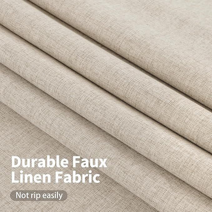 YoungsTex Oatmeal Linen 100% Blackout Curtains 63 Inch Length for Bedroom, Thermal Insulated Black Out Drapes with Grommets Privacy for Living Room Window, 2 Panels, 42 X 63 Inch