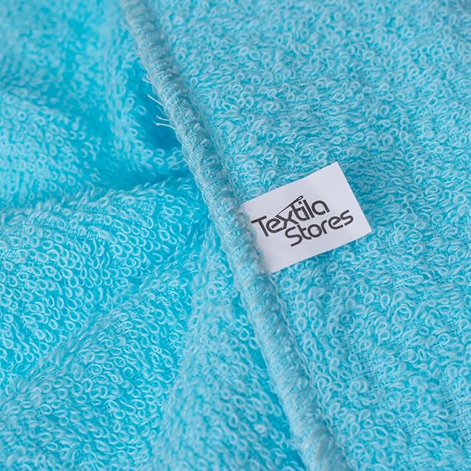 Textila Terry Wash Cloths – Pack of 10, Aqua Blue, 12x12 Inches – Soft, Absorbent & Multipurpose Cotton Washcloths for Face, Hand, Bath, Kitchen, Spa, Gym & Hotel Use