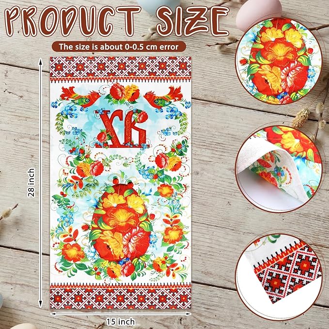 Easter Orthodox Pascha Basket Cover Table Decoration Religious 22" Traditional Easter Egg Floral Basket Towel Ukrainian Style Xb Pattern Fabric Communion Greek Christian