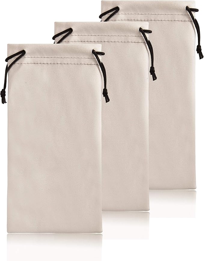 TRIUMPH VISION Soft Eyeglass Pouch 3 Pack - Pouch for glasses Microfiber Screen Cleaning Bag