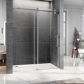 56-60 Inch x 80 Inch Sliding Frameless Shower Door, 3/8" Tempered Glass with Easy-Cleaning Coating, Stainless Steel Rollers & SGCC-Certified Stability, Space Gray