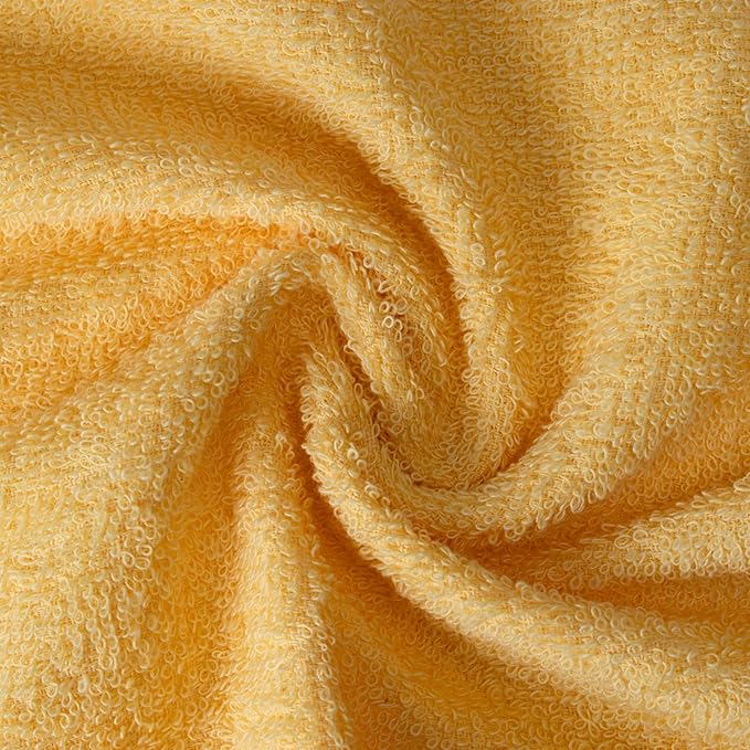 Textila Terry Wash Cloths – Pack of 10, Warm Yellow, 12x12 Inches – Soft, Absorbent & Multipurpose Cotton Washcloths for Face, Hand, Bath, Kitchen, Spa, Gym & Hotel Use