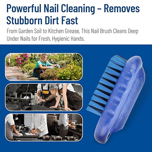 SPARTA 5 Inch Hand and Nail Brush with Stiff Polyester Bristles, Polypropylene Body, Color Coded Scrub Brush for Commercial Foodservice and Industrial Use, Blue (Pack of 12)