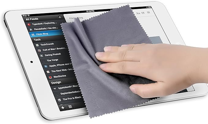 Large 4-Pack Microfiber Cleaning Cloth for Laptop, Computer Screen, Camera, Lens, Eyeglass, Phone, iPhone, iPad, Tablet, LCD TV and Other Delicate Surface(12x8.25, 13.5x8.63 Inches Blue and Grey)