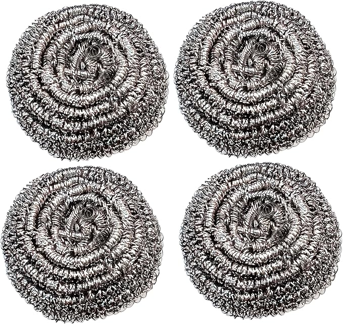 Stainless Steel Scrubber Set, Metal Sponge, Stainless Steel Scouring Pad, Stainless Steel Pads, Pack of 4